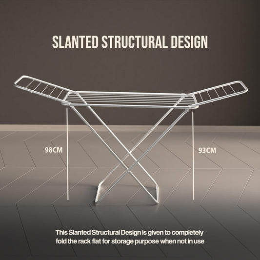 Premium Cloth Drying Stand - 3 Way Folding, Lightweight, 42 Feet Drying Length, 20 Drying Rails (Silver)