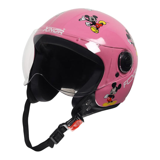 Kids Bike Motorcycling Helmet By Fogi Isi Certified Ages 6-14 Years Mickey Mouse Design - Xs (Pink)