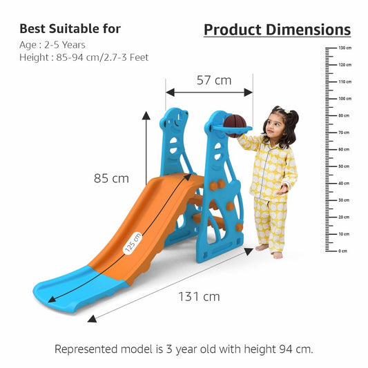 Solimo Garden Penguin Slide with Basketball for Indoor & Outdoor Use | for Kids 2-4 Years Old | Safe & Fun | Ideal for Boys & Girls | Toy for Kids | Easy Assembly, Multicolor