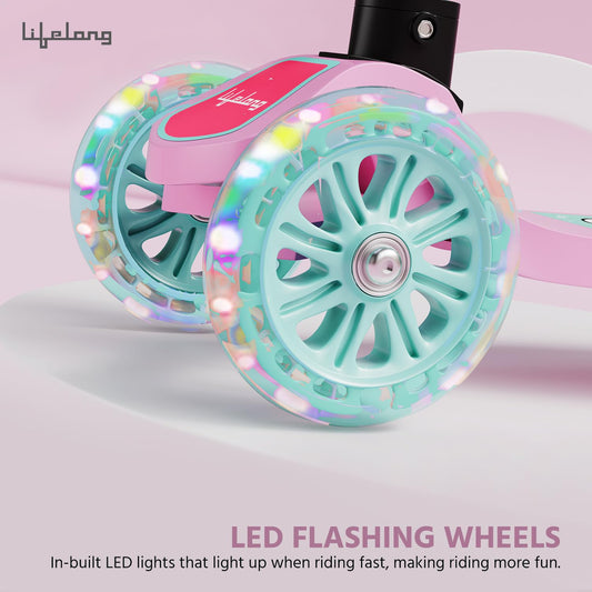 Scooter for Kids 3+ Years - Foldable Kids Scooter with PVC Wheels & Adjustable Height - Kick Scooter Capacity 50Kg- Baby Scooter Toys for 3+ Year Old Boy & Girl - Skate Scooter (Llks18) Pink