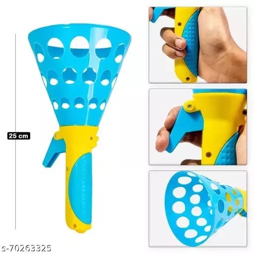 Click and Catch Twin Ball Launcher Game with 3 Balls Indoor Outdoor Toy Set, Pop & Catch Ball Play Fun Boys & Girls - Multicolor