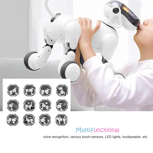 Electric Robot Toy,Durable Plastic Dog Robot Toy With Touch Voice Function Gifts For Children Early Education Toy - White