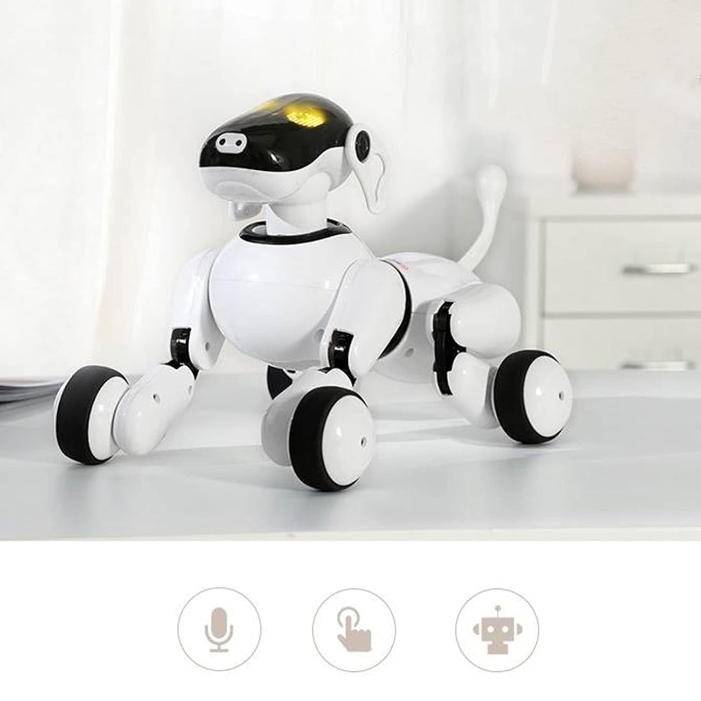 Electric Robot Toy,Durable Plastic Dog Robot Toy With Touch Voice Function Gifts For Children Early Education Toy - White