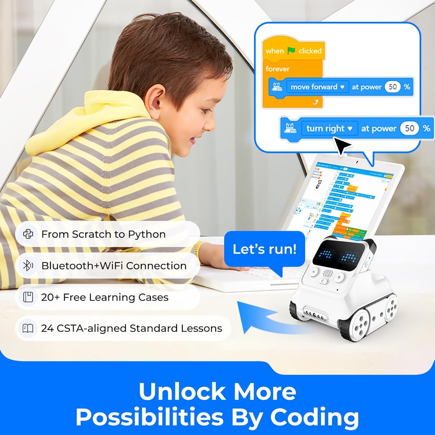 Makeblock Codey Rocky Smart Robot, Stem Educational, Entry-Level Programming Toys for 6Yrs+ Kids to Know Ai & Iot, Available On MacBook, Chromebook, Windows and Compatible with Lego