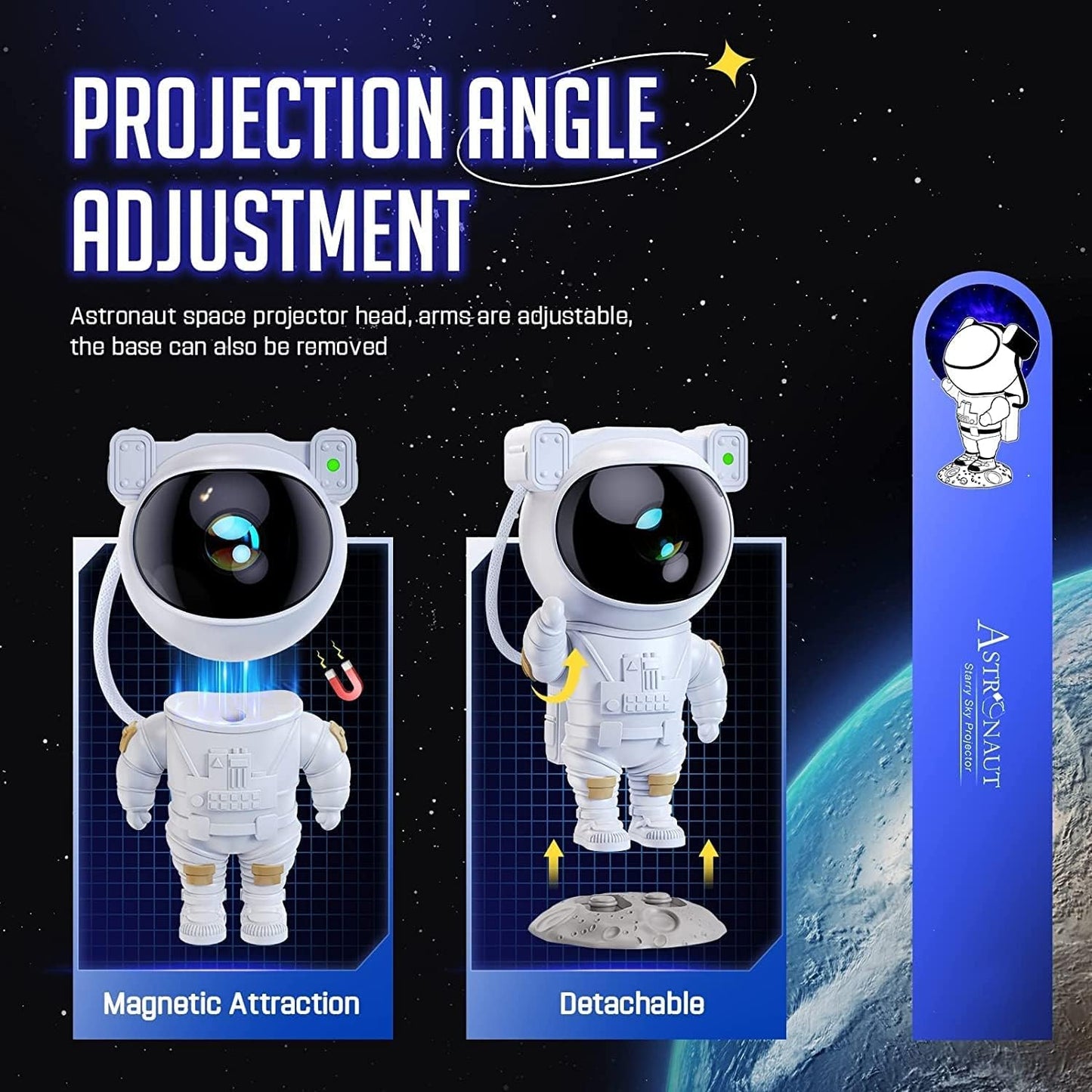 Astronaut Galaxy Projector Night Light – 360° Rotating Nebula Star Projector with Remote Control, Timer & Adjustable Head – LED Space Lamp for Kids’ Bedroom, Gaming Room, Home & Party Décor