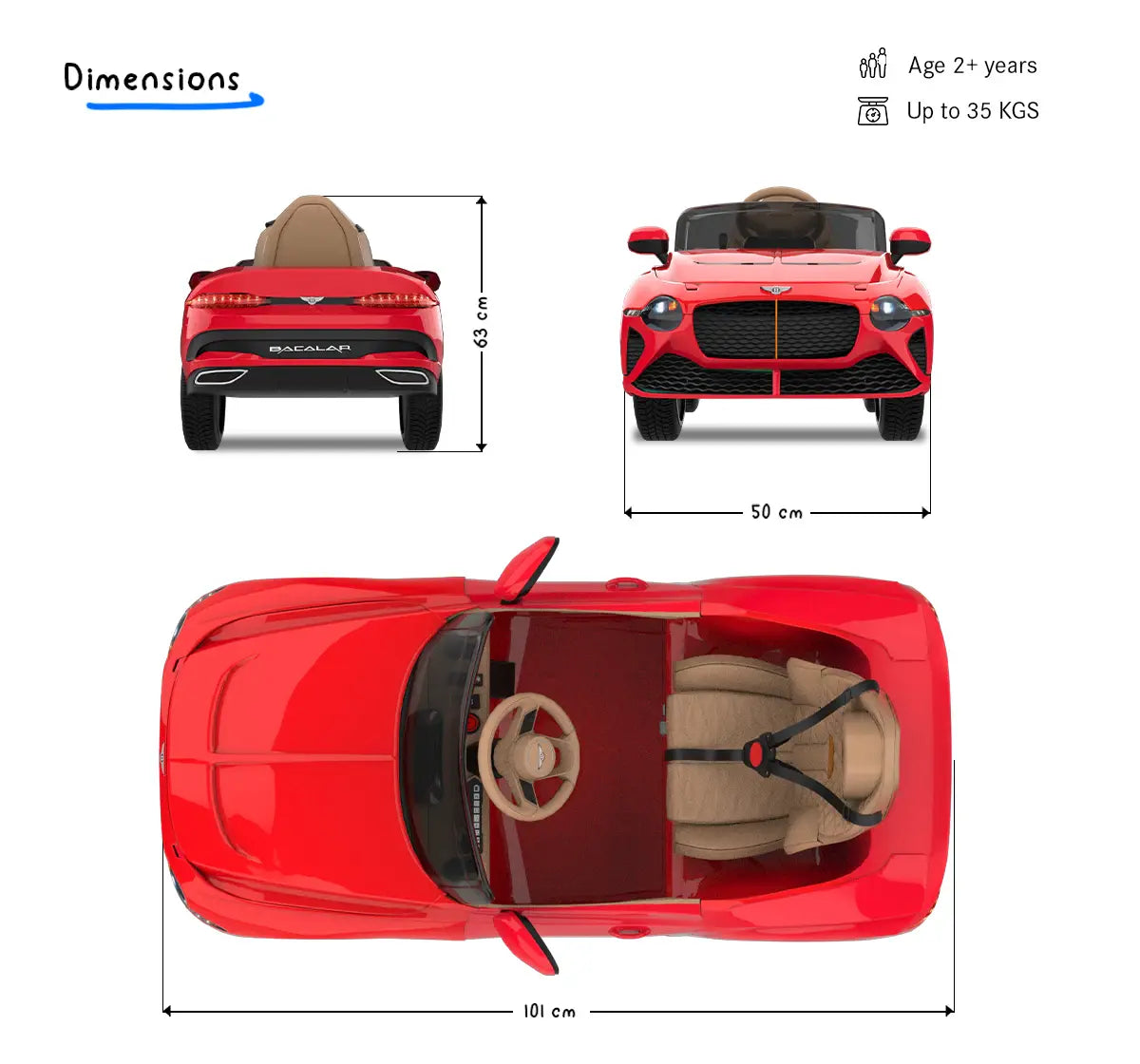 Formula Fun BENTLEY BACALAR TOY CAR (Red), 3Y+