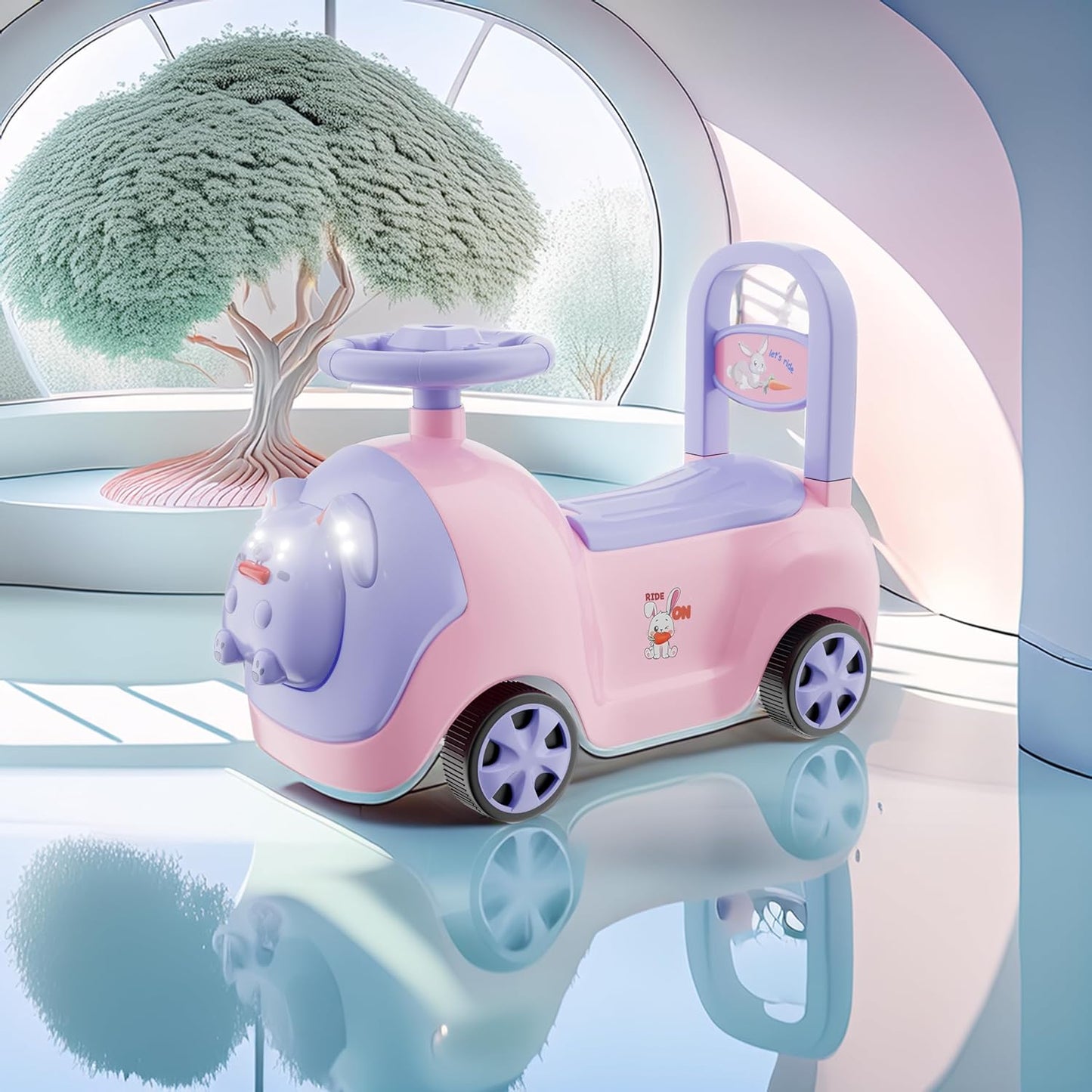 Kids Baby Bunny Swing Car for Kids Ride-On Magic Car with LED Lights & Music Push & Glide Toy for Toddlers with Backrest Seat & Big Wheel Push Car for Ages 1-3 Pink & Purple Up to 25 Kg Brand: Cockatoo