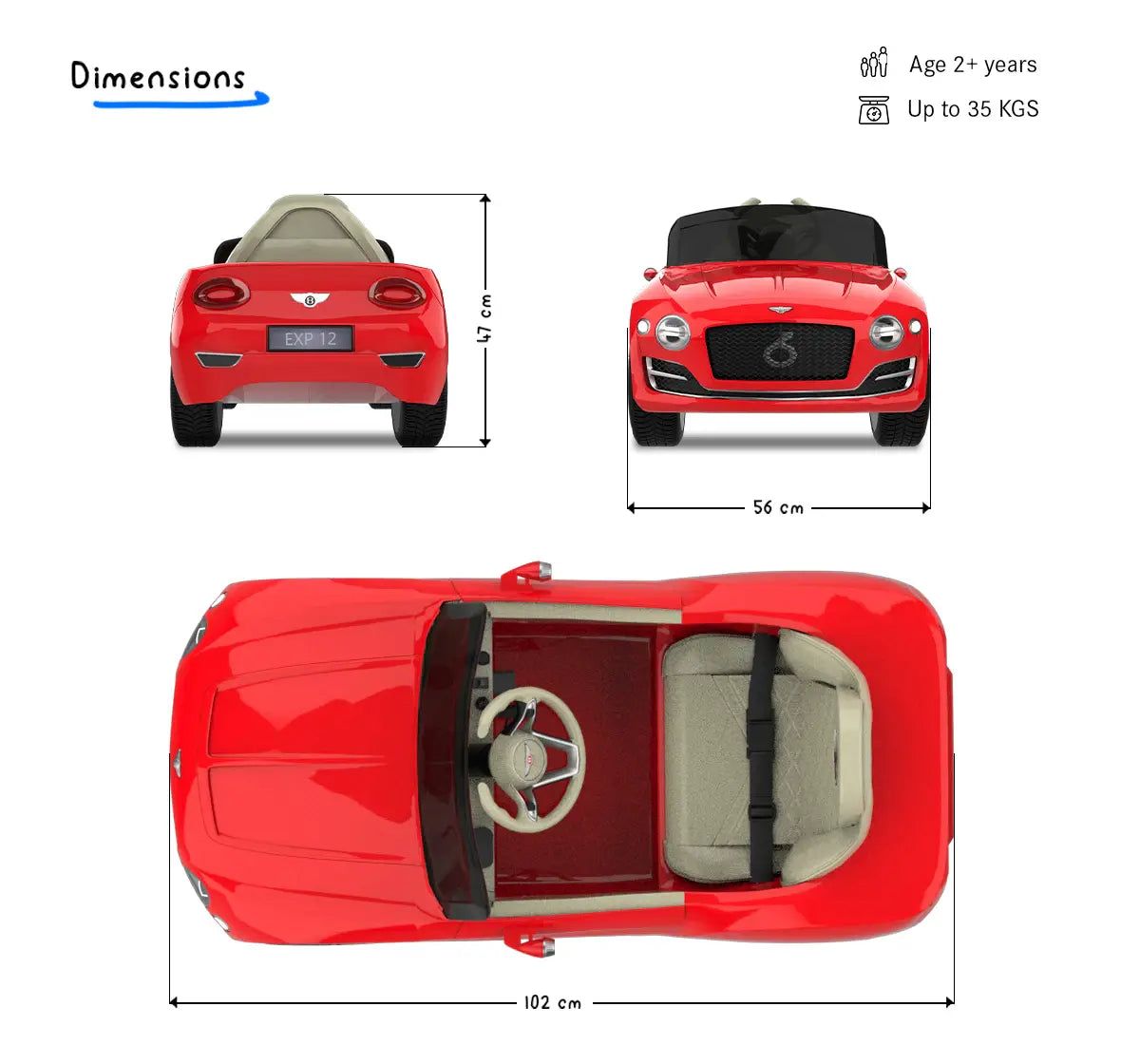 Formula Fun BENTLEY EXP12 TOY CAR (Red), 3Y+