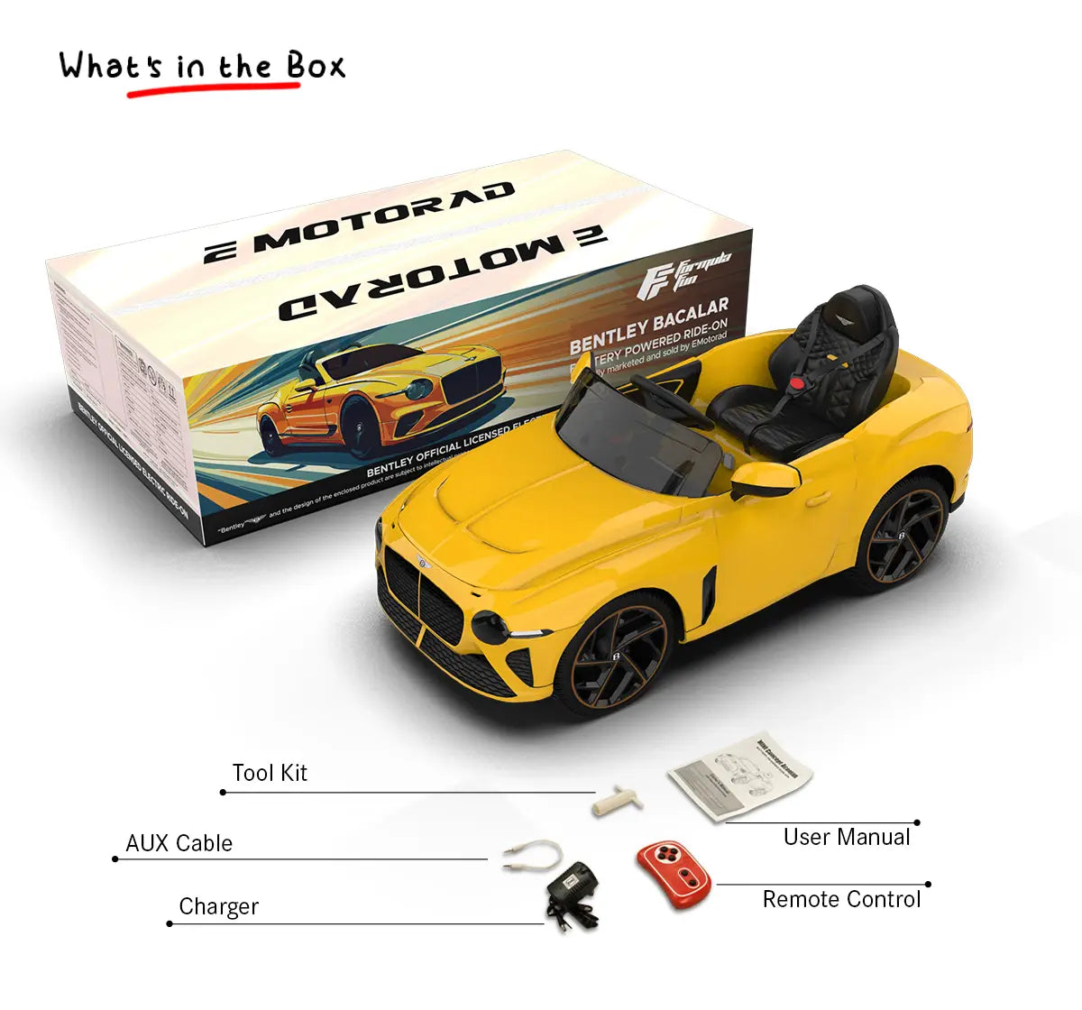 Formula Fun BENTLEY BACALAR TOY CAR (Yellow), 3Y+