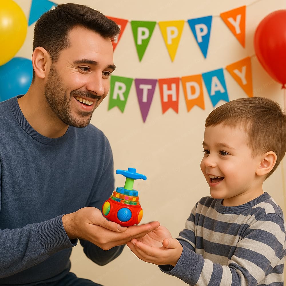 Gyro Magic Lattoo Toy for Kids – Musical Light-Up Spinning Top Toy with Sound – Colourful Fidget Spinner Lattu for Boys & Girls Age 3+ – Fun Rotating Toy, Birthday Gift for Kids