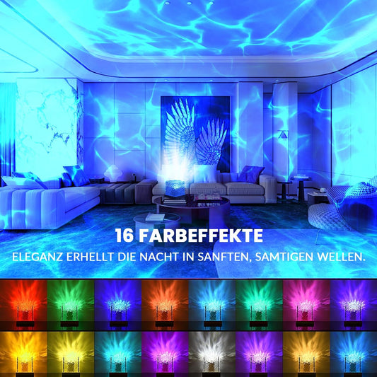 acrylic Romantic Ocean Wave Night Light Projector Lamp, 3D Water Wave Effect, LED Projection Lamp for Bedroom Decor, Remote Control (Cube Shape)Multicolor