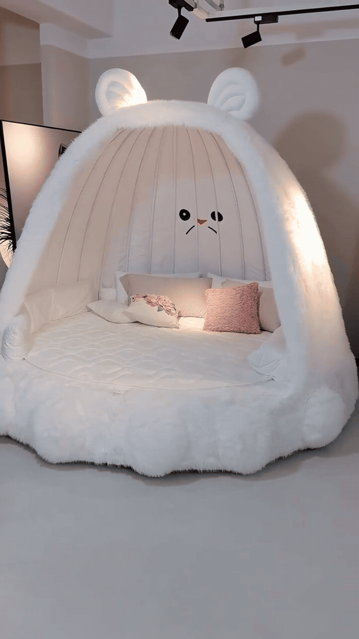 Luxurious White Bunny Bed for Kids - Adorable Plush Character Bed | High Quality Softness