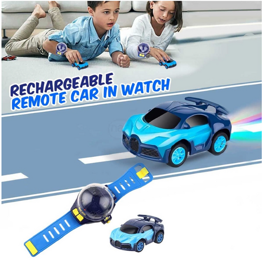 Mini Rechargeble Watch Car Launcher LED Light Racing Cars Games Interactive Toys for Kids