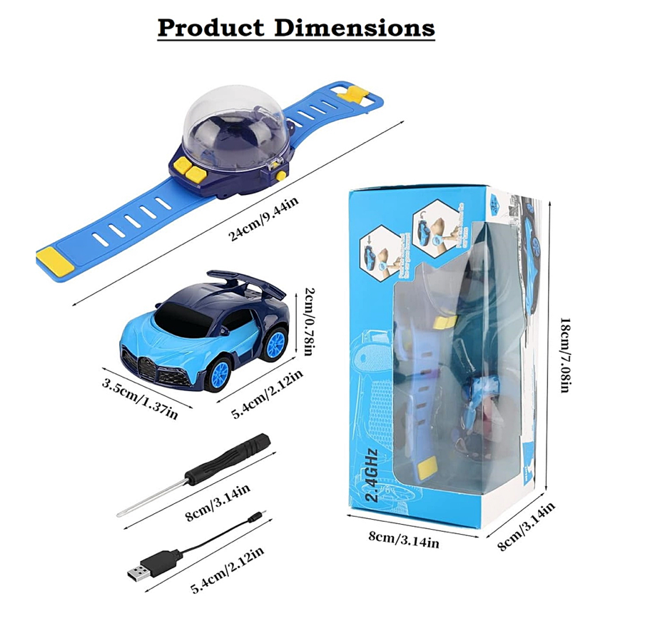 Mini Rechargeble Watch Car Launcher LED Light Racing Cars Games Interactive Toys for Kids