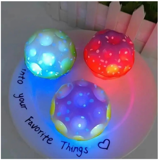 LED Flashing Luminous Bouncing Crazy Bounce Moon Pack 2 Pcs Soft Rubber Training Coral Balls