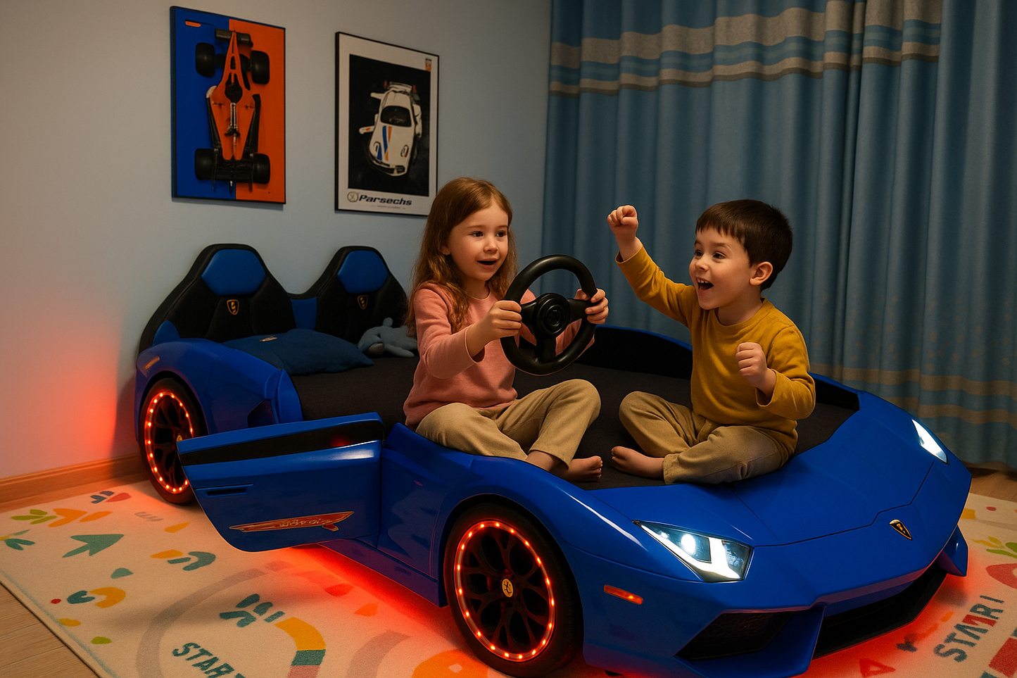 Children having racing adventures