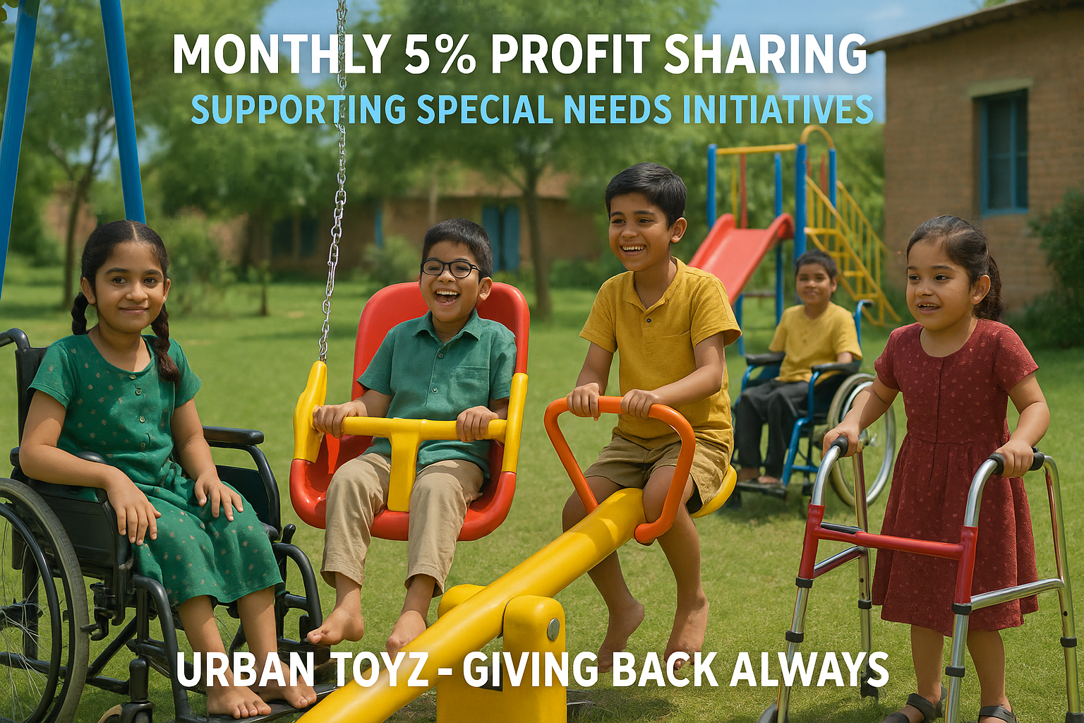 Orphanage playground with inclusive play equipment