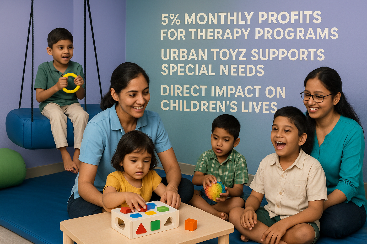 Orphanage therapy room with adaptive toys