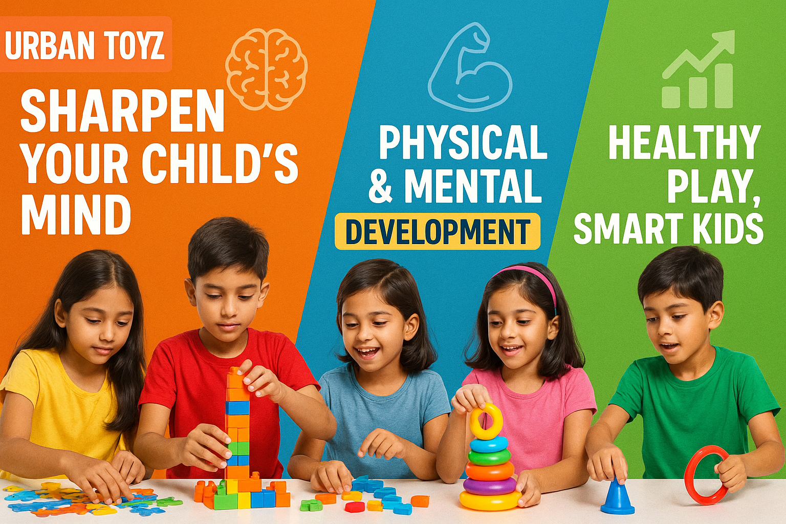 Urban Toyz development banner showing mental and physical benefits