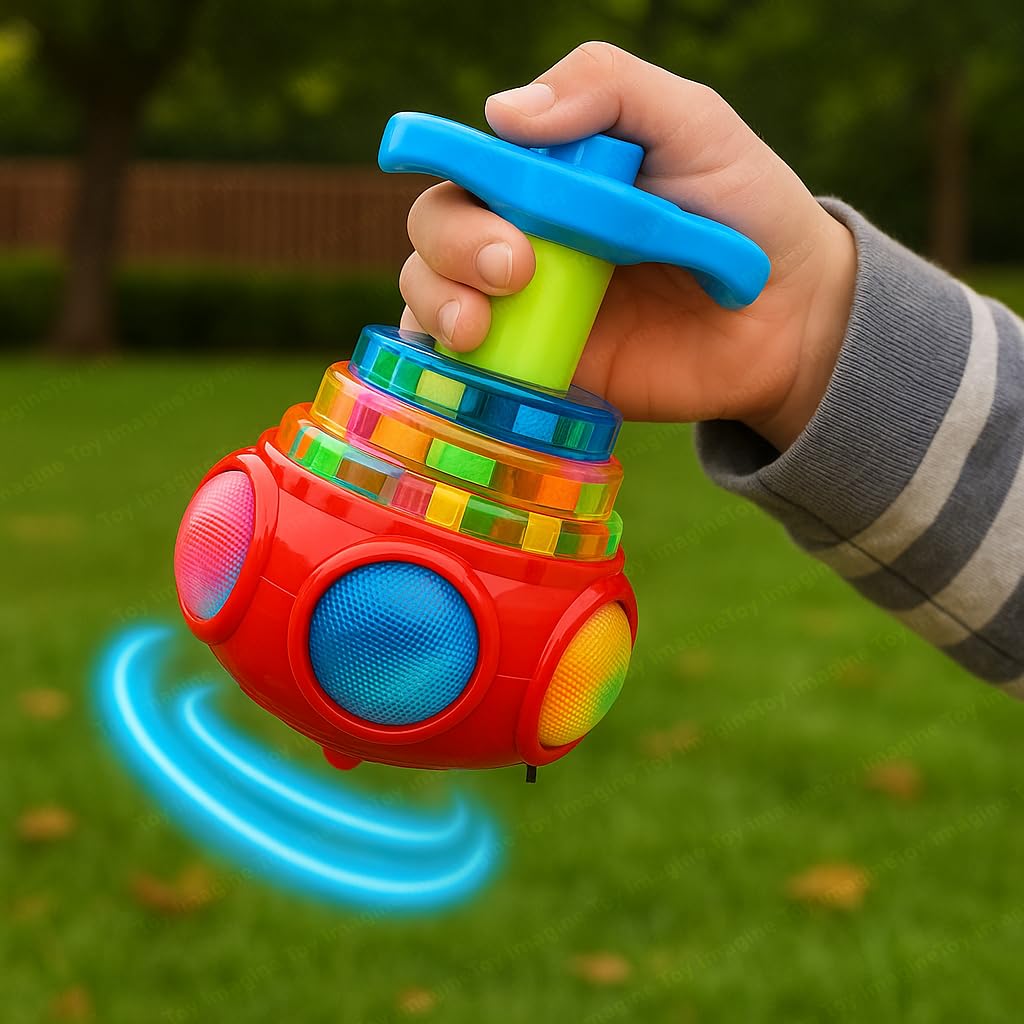 Gyro Magic Lattoo Toy for Kids – Musical Light-Up Spinning Top Toy with Sound – Colourful Fidget Spinner Lattu for Boys & Girls Age 3+ – Fun Rotating Toy, Birthday Gift for Kids
