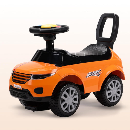 Ride on & Car for Kids with Music & Horn Steering, Push Car for Baby with Backrest, Safety Guard, Under Seat Storage & Big Wheels, Ride on for Kids 1 to 3 Years Upto 25 Kgs (Orange)