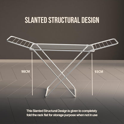 Premium Cloth Drying Stand - 3 Way Folding, Lightweight, 42 Feet Drying Length, 20 Drying Rails (Silver)