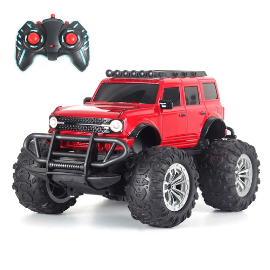 Off Roader Rechargeable Remote Control Car | RC Car Monster Truck | 4 Headlight Modes | Lithium Battery | C-Type Charging | Remote Control Car for Kids | Made in India, Red