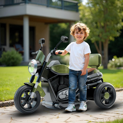 5ECruise Rechargable Electric Kids Bike with Music&LED, Kids Scooter Bike for 1-5 Years Boys&Girls Powered by 6V Battery & Motor for 4.5-6Hr Ride with Foot Accelerator(Harrlay,Green)