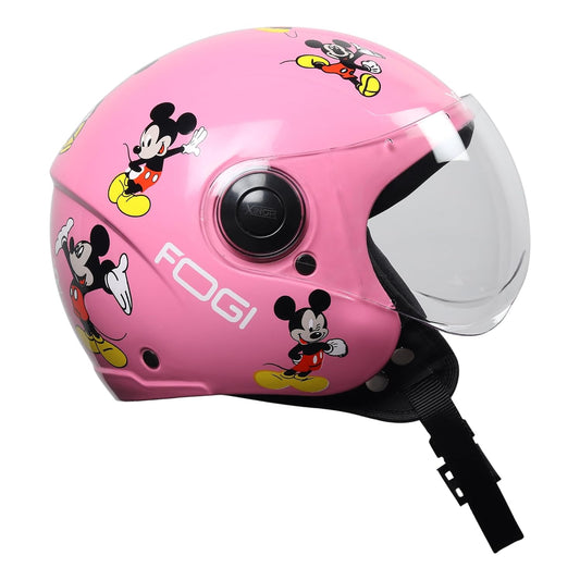 Kids Bike Motorcycling Helmet By Fogi Isi Certified Ages 6-14 Years Mickey Mouse Design - Xs (Pink)
