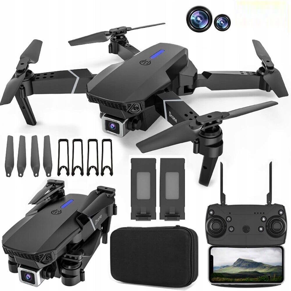 Combo of 2 Drones with Camera for Kids & Adults in 4K, Brushless Motor Drone for Kids Beginners, FPV Foldable RC Drone with 2 Batteries, 45 Mins Long Flight Time, Beyond-Range Loss Alert