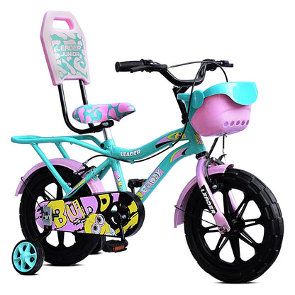 Kids Cycle 14T with Training Wheels (SEMI-Assembled) for Boys and Girls Ideal for Age Group 2-5 Years | Frame: 8 Inches (14T, Sea Green_Light Pink)