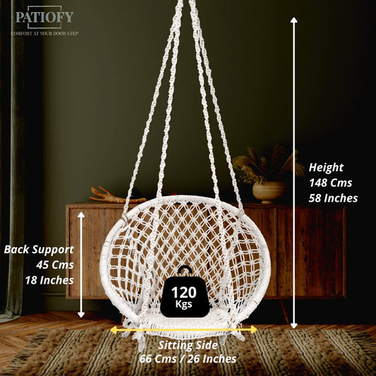 Cotton Home Swing for Adults & Kids | Hammock Hanging Swing for Balcony, Indoor & Outdoor || Capacity Upto 120 Kgs