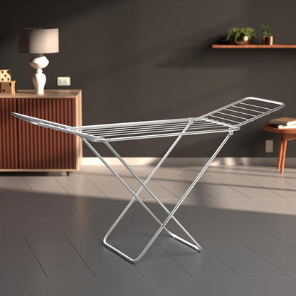 Premium Cloth Drying Stand - 3 Way Folding, Lightweight, 42 Feet Drying Length, 20 Drying Rails (Silver)