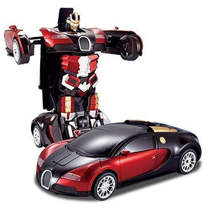 Plastic Battery Operated Converting Car to Robot, Robot to Car Automatically,Robot Toy, with Light and Sound for Kids Indoor and Outdoor 3 Year, Pack of 1