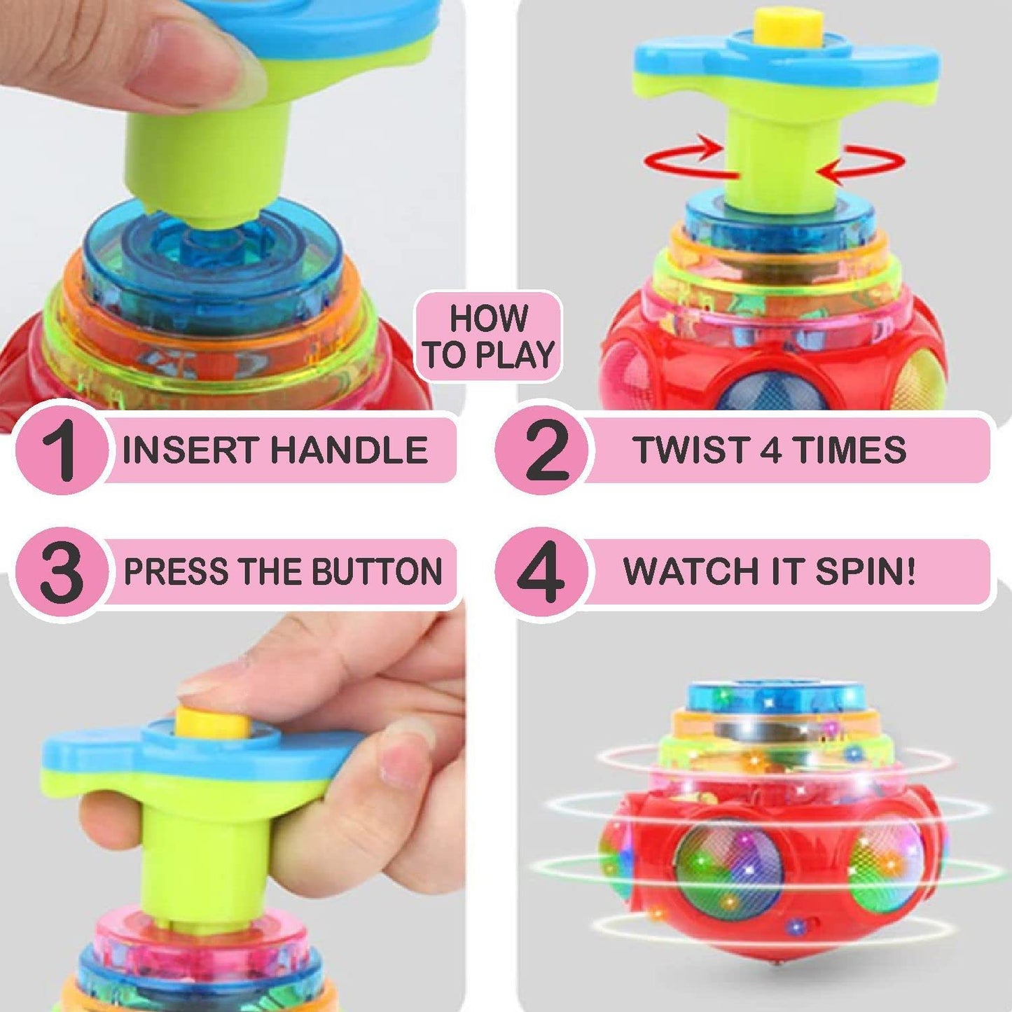 Gyro Magic Lattoo Toy for Kids – Musical Light-Up Spinning Top Toy with Sound – Colourful Fidget Spinner Lattu for Boys & Girls Age 3+ – Fun Rotating Toy, Birthday Gift for Kids