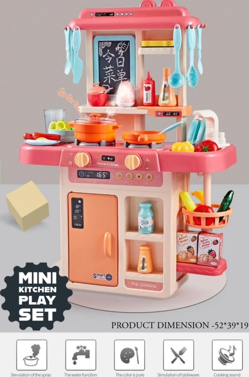 Kitchen Playset for Kids, Kitchen Set for Toddler with Gas Sound & Light, Cooking Stove with Steam,Toy Kitchen Accessories with Running Water,Kitchen Toys for Kids Girls Boys (42 Pcs)