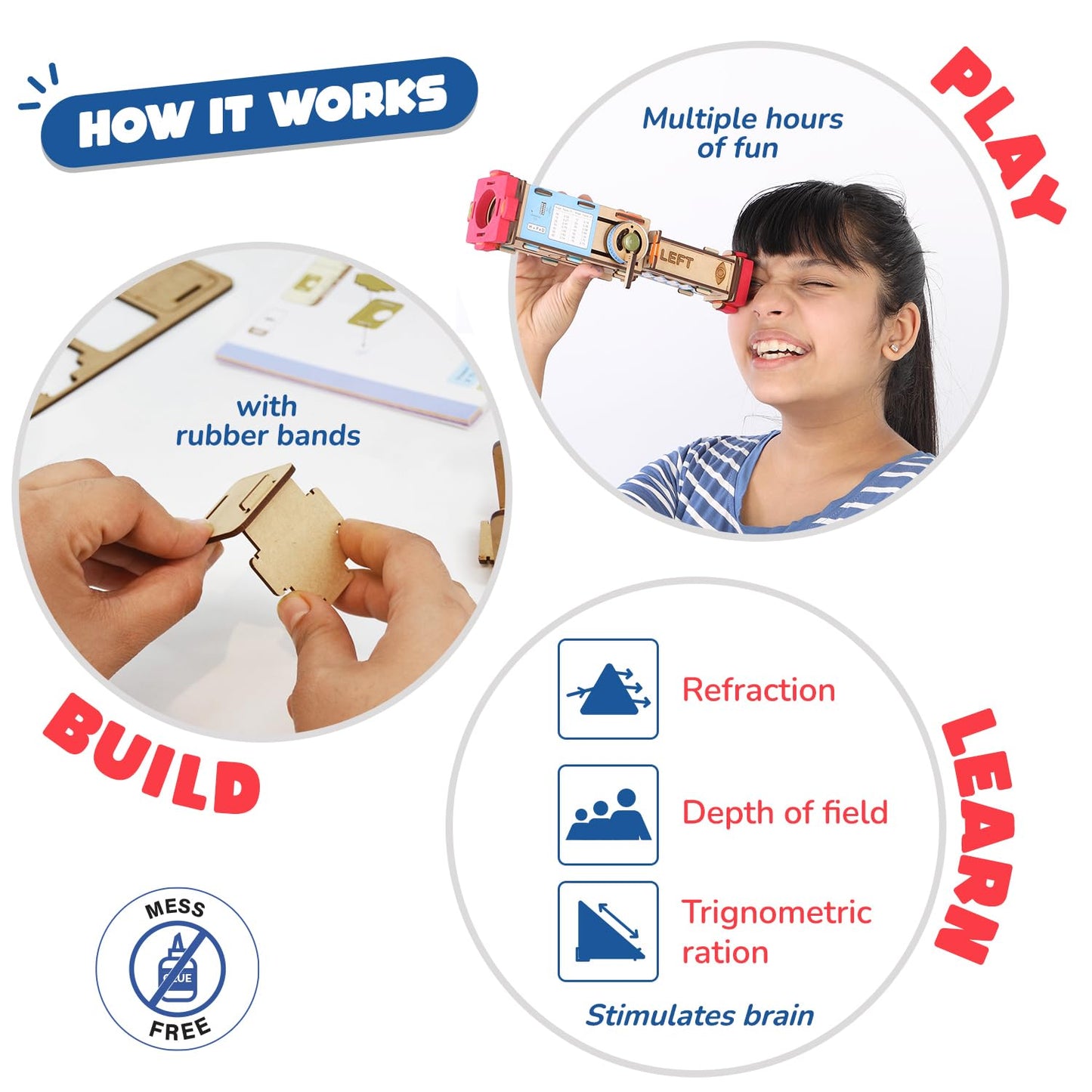 Telescope Toy for Kids Age 8-9-10-11-12-13-14 Years Old | Measure Height & Distance | Birthday Gift for Boys & Girls | DIY Science Toys for Kids 8-14 Year| STEM Kit