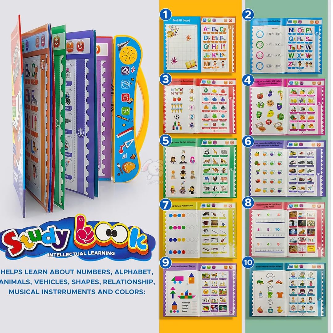 Intelligence Book Sound Book Learning Cards for Children,English Letters & Words Language_Skills Learning Book,Fun Educational Toys. Activities with Numbers, Shapes Learning Book for Toddlers