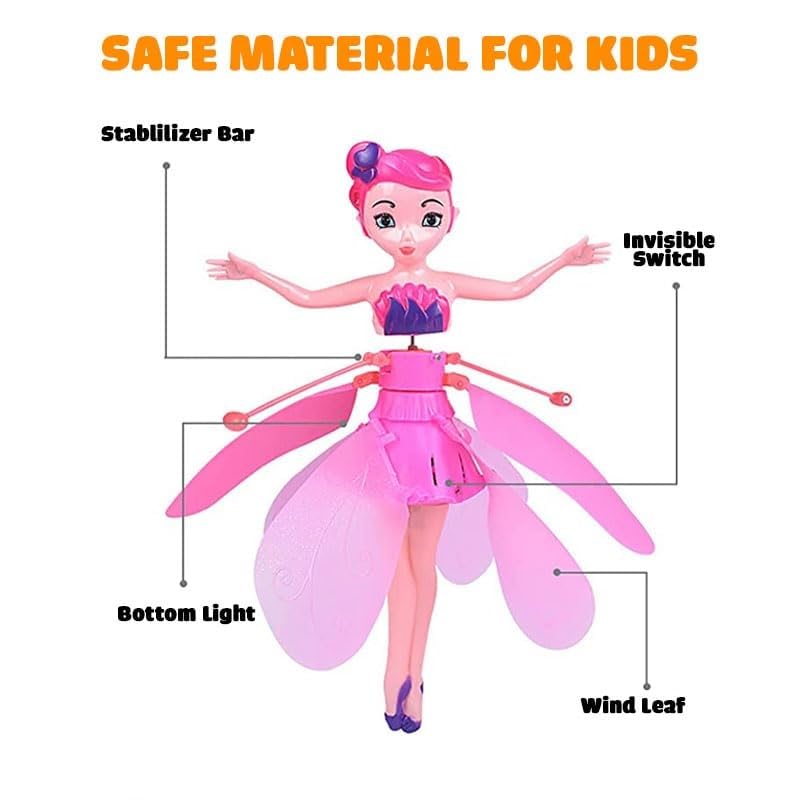 Trendy Sky Dancing Magical Hand Sensor Flying Princess Doll for Girls | Flying Doll Helicopter Princess with 3D Light | Best Outdoor- Indoor Play Toy for Kids Boys Girls & Best for Gift
