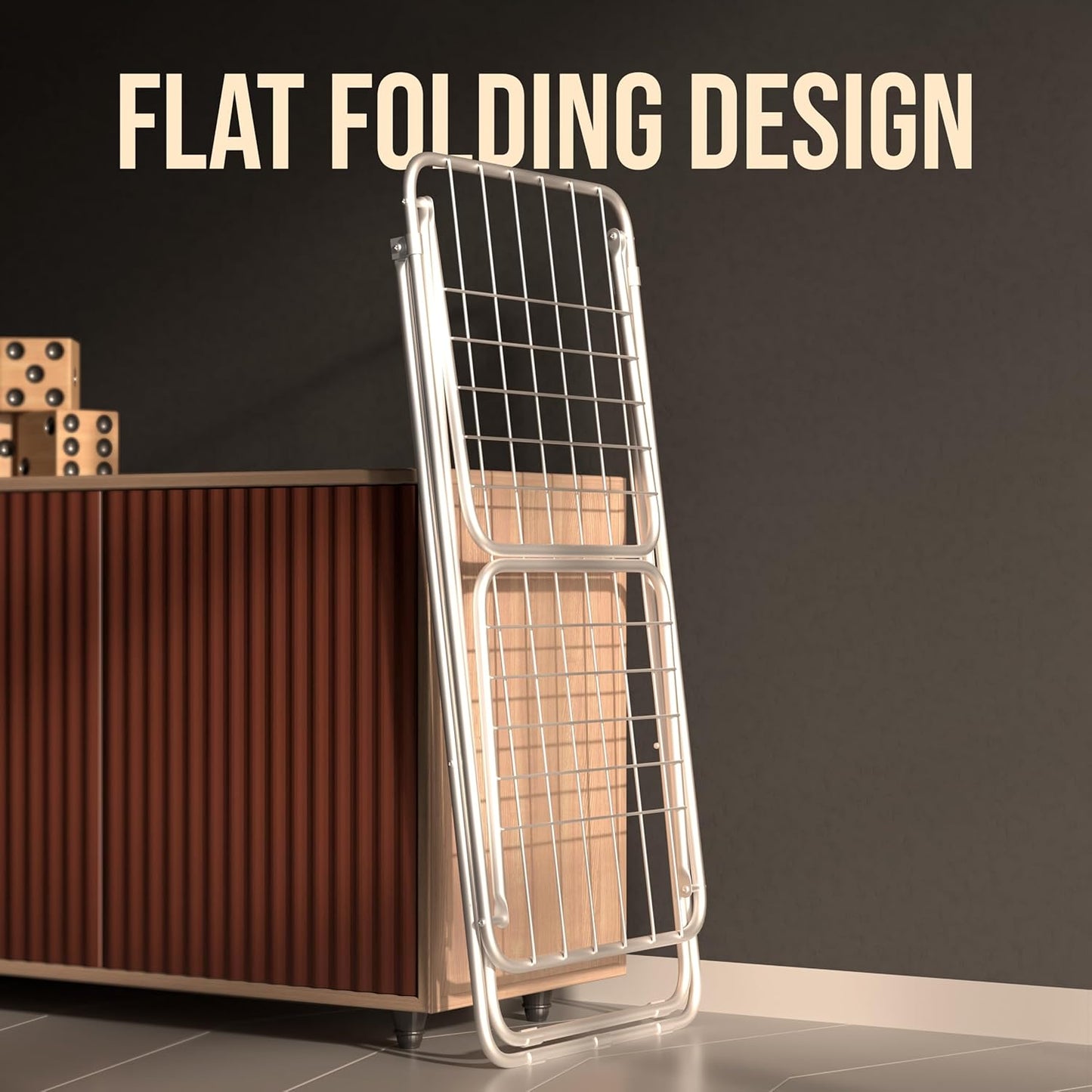 Premium Cloth Drying Stand - 3 Way Folding, Lightweight, 42 Feet Drying Length, 20 Drying Rails (Silver)