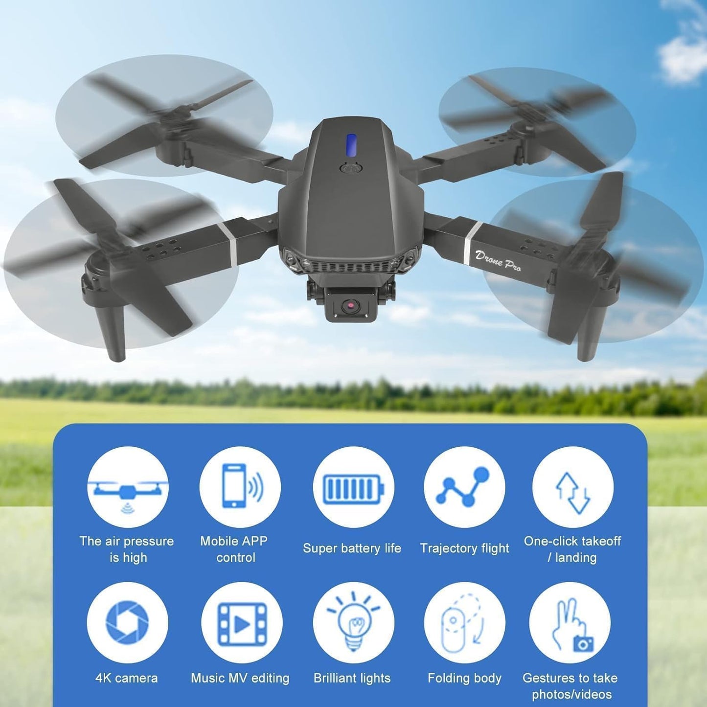 Combo of 2 Drones with Camera for Kids & Adults in 4K, Brushless Motor Drone for Kids Beginners, FPV Foldable RC Drone with 2 Batteries, 45 Mins Long Flight Time, Beyond-Range Loss Alert