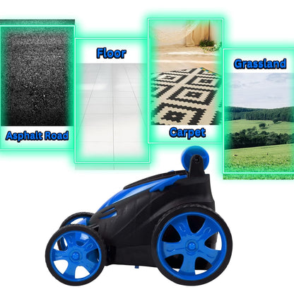 Rechargeable 360° Rotating & Rolling Small Stunt Car Toy with USB Cable & Remote Controller | Blue Color, Power Source: Lithium Battery in Car (Included)