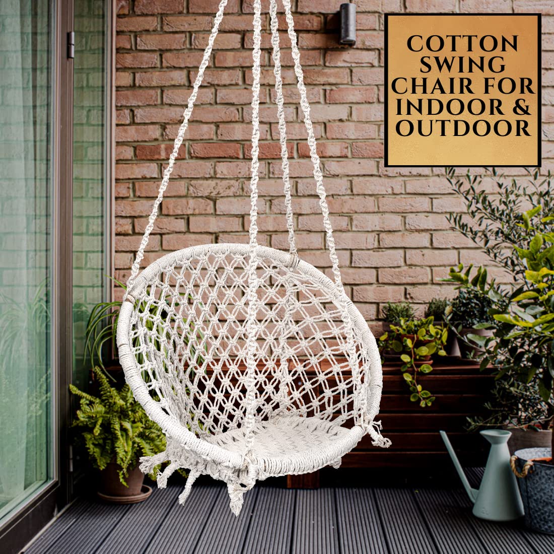 Cotton Home Swing for Adults & Kids | Hammock Hanging Swing for Balcony, Indoor & Outdoor || Capacity Upto 120 Kgs