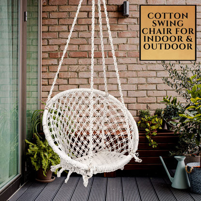Cotton Home Swing for Adults & Kids | Hammock Hanging Swing for Balcony, Indoor & Outdoor || Capacity Upto 120 Kgs