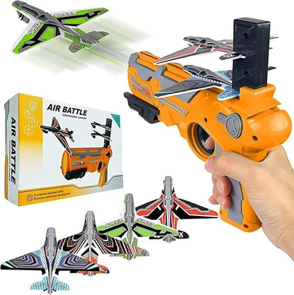 Toy Airplane, Pistol Shooting Game Toy Gun Air Battle Glider Airplane Launcher Toy for Kids Outdoor Sport Aircraft All Occasions Exciting and Fun Gift for Boys and Girls