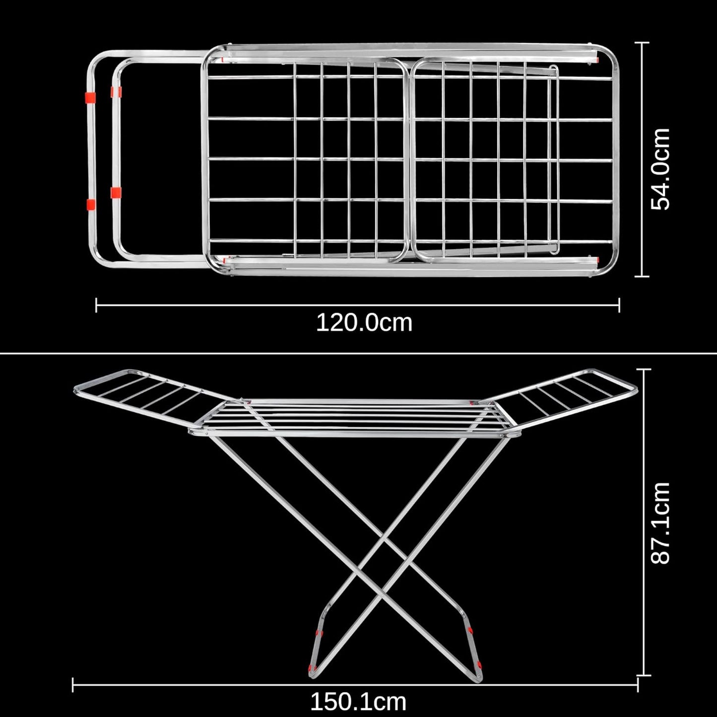 Stainless Steel Foldable Cloth Dryer Stand Double Rack Cloth Stands for Drying Clothes Steel (Cross)
