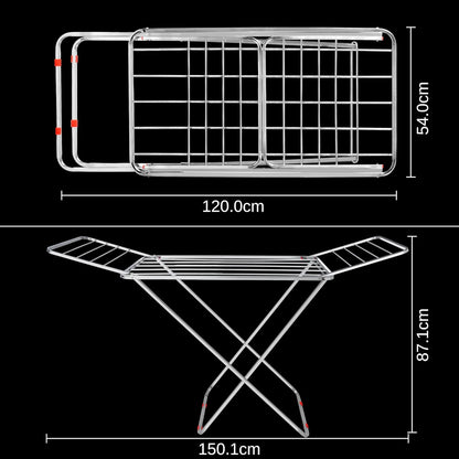 Stainless Steel Foldable Cloth Dryer Stand Double Rack Cloth Stands for Drying Clothes Steel (Cross)
