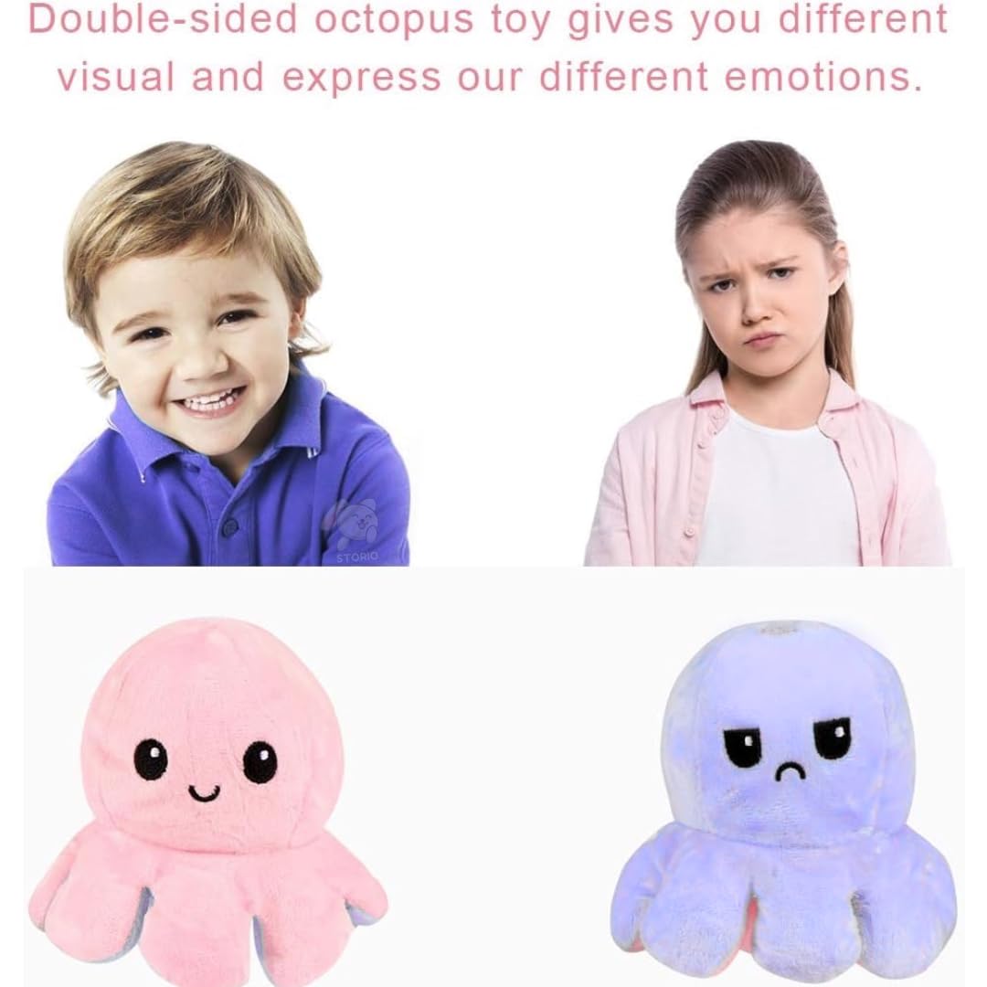 Octopus Plushie Reversible Soft Toys for Kids | Plush Soft Toys for Baby Boys and Girls| Best Gift | Octopus Soft Toy for Kids -PurplePink