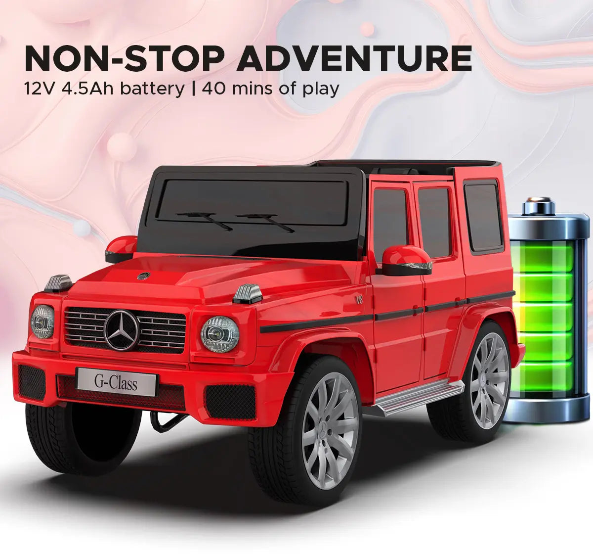 Formula Fun Mercedes Benz G-Wagon Ride-On Car, Red, 3Y+