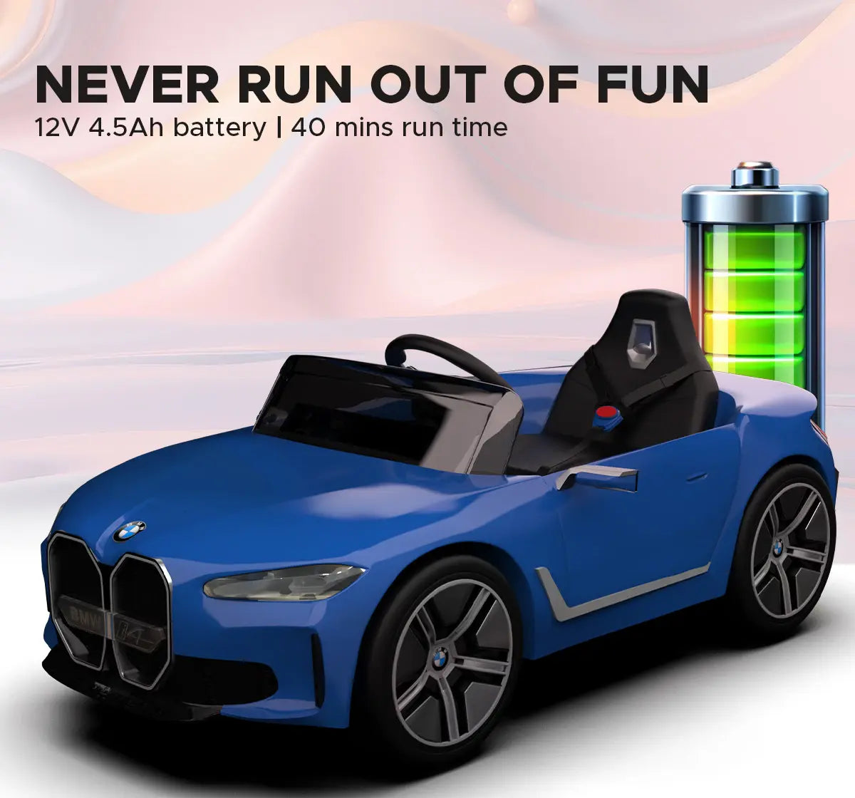 Formula Fun BMW i4 Ride-On Car, Blue, 3Y+